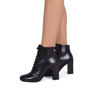 Saint Leather Black Leather Babies 90 Lace Up Heeled Ankle Boots